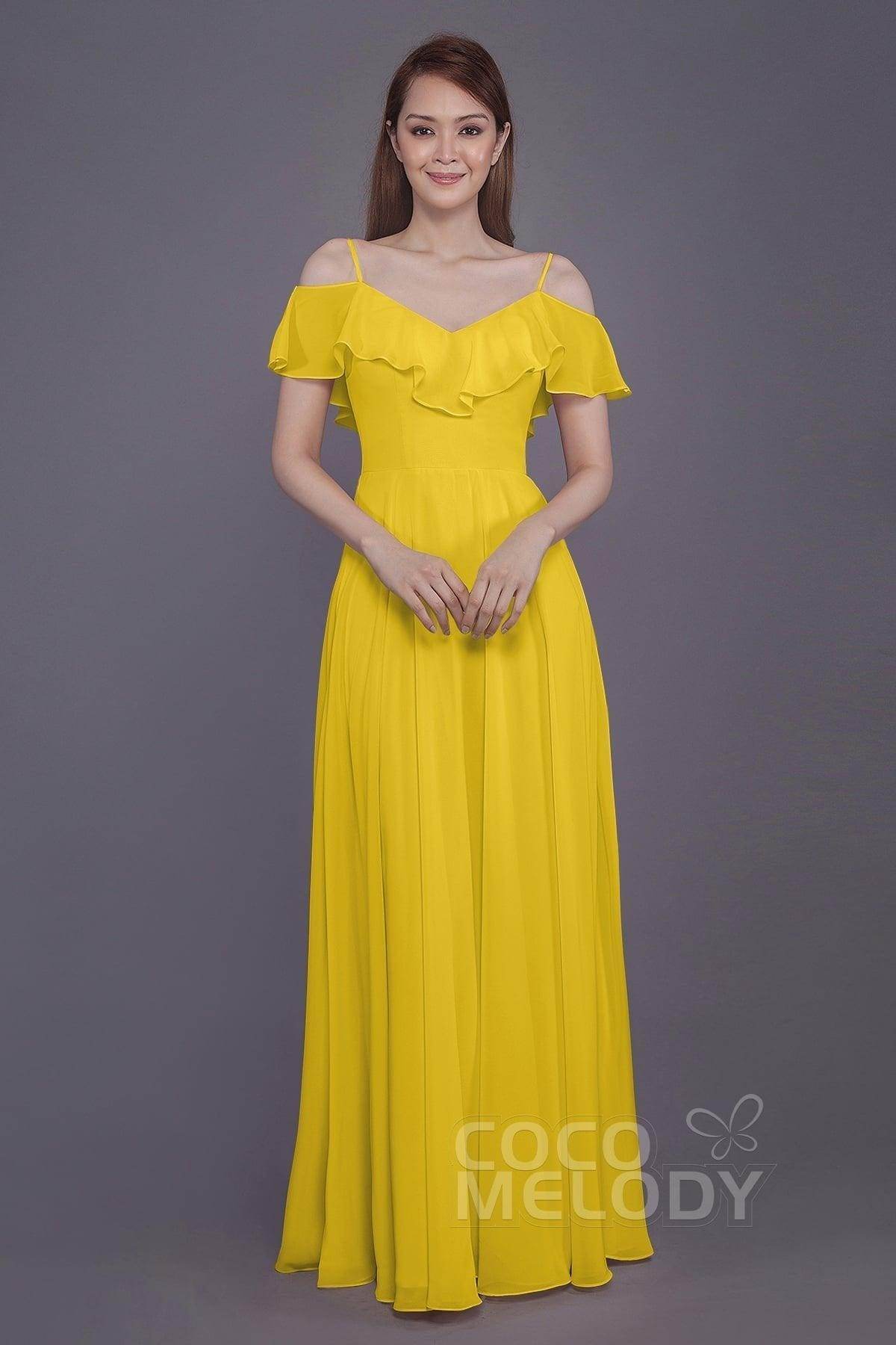 Sheath-Column Floor Length Chiffon Bridesmaid Dress PR3570PS - COCOMELODY
